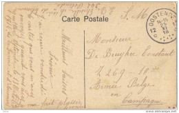 _M472: Postkaart: L'Yser: Beveren Sur L'Yser- L'Eglise: Verstuurd: S.M. Vanuit *12 OOSTENDE 12* Noodstempel: Sterstempel - Foruna (1919)