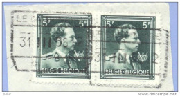 Ft-829: N° 696 : 2x: [°]: Spoorwegstempel: LE CAMPINAIRE - 1936-1957 Open Kraag