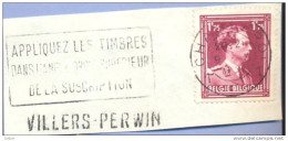 Ft-911: N° 832 : [°]: CHARLEROI 1__1 + Lijnnaamstempel: VILLERS-PERWIN - 1936-1957 Open Kraag