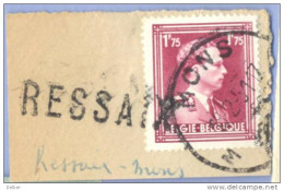 Ft-916: N° 832 : [°]: MONS..+ Lijnnaamstempel:  RESSAIX - 1936-1957 Open Kraag