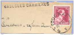 Ft-928: N° 832 : [°]: TOURNAI DXD + Lijnnaamstempel: BASECLES CARRIERES - 1936-1957 Offener Kragen