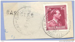 Ft-949: N° 832 : [°]: TOURNAI-BRUXELLES ( Ambulant Kantoor)  + Lijnnaamstempel: BASECLES... Zegel Is Beschadigd... - 1936-1957 Collar Abierto