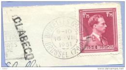 Ft-948: N° 832 : [°]: BRUXELLES(MIDI) BRUSSEL(ZUID) + Lijnnaamstempel: CLABECQ - 1936-1957 Collar Abierto