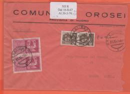ITALIA - Storia Postale Repubblica - 1967 - 2x 75 Espresso + 2x 25 Michelangiolesca - Comune Di Orosei - Viaggiata Da Or - Eilpost/Rohrpost