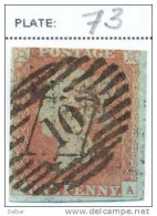 Ua373: Penny Red : Imperf. SG#8-12 : I__A   -  3 Margins : Plate  73 - Usados