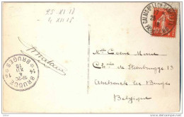 _N976:fantakaart  Met 10 Ct Semeuse  > 14* BRUGGE 14* BRUGES: Noodstempel (= Postagentschap - Sterstempel) - Noodstempels (1919)