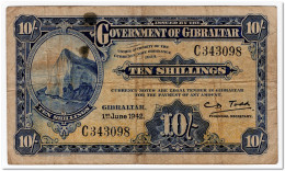 GIBRALTAR,10 SHILLINGS,1942,P.14b,FINE - Gibraltar