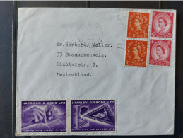 UK 1965: Letter To Germany With Vignettes Harrison & Sons And Stanley Gibbons - Werbemarken, Vignetten