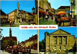 46800 - Niederösterreich - Baden , Fußgeherzone , Hauptplatz , Pfarrgasse , Traubenkur , Stadttheater - Gelaufen  - Baden Bei Wien