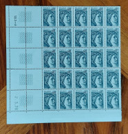 Sabine De Gandon 1 Centime N°1962 - Bloc De 25 Timbres Avec Coin Daté - Année 1978 - 1970-1979