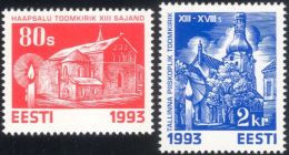 Estonia 1993 Christmas/Greetings/Churches/Buildings/Architecture 2v  FULL Set MNH - Estonie