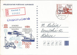 CDV 223 F Czechoslovakia Praga 1988 Stamps On Stamps Congress Of Transport And Post Museums - Esposizioni Filateliche