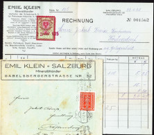 Österreich SALZBURG 1925 Deko Rechnung  + Fiskalmarke +Versandumschlag Fa Emil Klein Mineralölhändler Gabelsbergerstr.32 - Austria