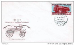 FDC 1385 Czechoslovakia Firemen Vehicle 1964 - Sapeurs-Pompiers