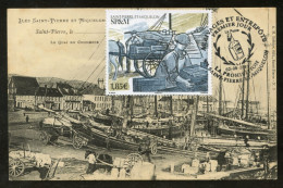 SAINT PIERRE ET MIQUELON (2023) Carte Maximum Card - Arrivages Et Entrepôts, La Prohibition, Quai Du Commerce, Rhum - Maximum Cards