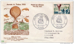 Postal History Cover: France Baloon Stamp On FDC From 1955 - Sonstige (Luft)