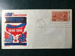 1948 FDC 100th Anniversary Oregon Territory - Omslagen Van Evenementen