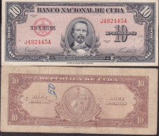 CUBA 10 PESOS  1949 P79A MB-QBB - Cuba