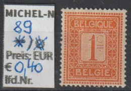 1912 - BELGIEN - FM/DM "Ziffer" 1 C Orange - *  Ungebraucht - S.Scan (89* Be) - 1912 Pellens