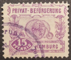Timbre De La Poste Locale Allemande De Hambourg Illustré Tricycle, Palmier (1888) - Wielrennen