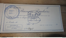 Cheque Banque Populaire Du Midi, ALES, Monulent Martyrs De La Resistance - 1946 ........PHI ........ Caisse-23 - Cheques & Traveler's Cheques