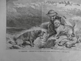 1866 ANIMAUX CHASSE LAPIN CHIEN FURETEUR 1 JOURNAL ANCIEN - Documents Historiques