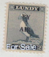 #02 Great Britain Lundy Island Puffin Stamps 1951-53 BY AIR Wide Overprint 2p Mint Retirment Sale Price Slashed! - Local Issues