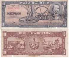 CUBA 10 PESOS  1960 P88C MB - Cuba