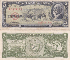 CUBA 5 PESOS  1958 P91A BB - Cuba