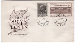 FDC - 30th Anniversary Of The Death Of V.I. Lenin - Occasional Postmark Prague 1 - C - 1954 - Communism - Great October - Lénine