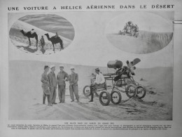 1912 COURSE VOITURE HELICE AERIENNE DESERT CAPORAL CROS 1 JOURNAL ANCIEN - Historische Dokumente