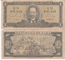 CUBA 1 PESOS  1961 P94A MB - Cuba