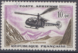 France Poste Aérienne 1960 N° 60  Hélicoptère L'Alouette  (J11) - 1960-.... Matasellados