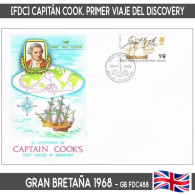 D0121# Gran Bretaña 1968. FDC Captain Cook's Endeavour (N) - 1952-71 Ediciones Pre-Decimales