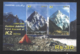 2004  50th Ann Of First K2 Ascent Used Souvenir Sheet  Sc 1040 - Pakistán