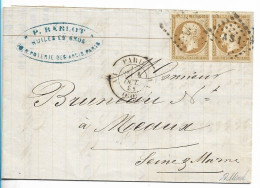 0013. LAC N°13 Paire Type II - Càd Paris Bur. A1 & Son Losange AS1 (SEINE) à Meaux (SEINE & MARNE) - Oct. 1861 - 1849-1876: Période Classique