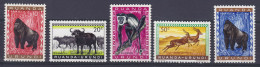 Ruanda-Urundi 1959 Mi. 161-65 A, Geschüzte Tiere Gorilla Kafernbüffel Guereza Affe Monkey Impala, MNH**/MNG (*) - Unused Stamps