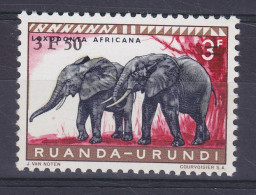 Ruanda-Urundi 1961 Mi. 182, 3.50 Fr. / 3 Fr. Afrikanischer Elefant Overprinted Aufdruck Surchargé, MNH** - Ungebraucht