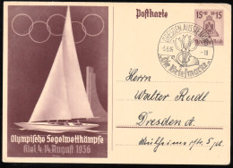 1936 Germany Summer Olympic Games Sailing Races In Kiel Postally Travelled PSC With Commemorative Cancellation - Estate 1936: Berlino