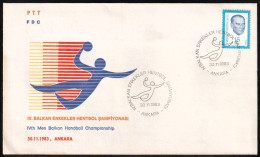 1983 Turkey 4th Balkan Men's Handball Championship Commemorative Cover And Cancellation - Pallamano