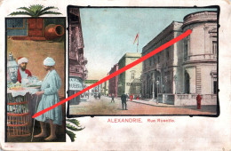 Litho CPA AK Alexandria Alexandrie الإسكندرية Rue Rosette Cafe Hotel Ägypten مصر Egypt جمهوريّة مصر العربيّة Egypte - Alexandrie