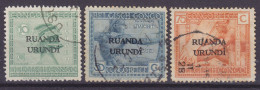 Ruanda-Urundi 1924 Mi. 2, 10, 12, Belgisch-Kongo M. Aufdruck W. Overprinted A. Surchargé (o) - Usados