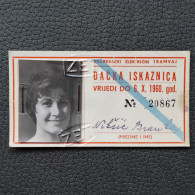 ZET - ZAGREB ELECTRIC TRAMWAY - CROATIA (ex Yugoslavia), Annual Ticket ID Card For Students 1960, Tram, Straßenbahn - Europe