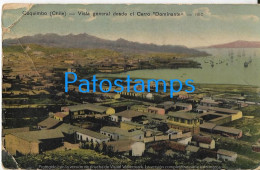 218854 CHILE COQUIMBO VISTA GENERAL DESDE EL CERRO DOMINANTE DAMAGED CIRCULATED TO GERMANY POSTAL POSTCARD - Chili