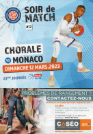 Programme Basket Pro A BETCLIC ELITE CHORALE De ROANNE / MONACO 2022/2023 - Apparel, Souvenirs & Other