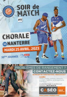 Programme Basket Pro A BETCLIC ELITE CHORALE De ROANNE / NANTERRE 2022/2023 - Habillement, Souvenirs & Autres