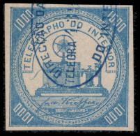 Brazil 1869 1000r Light Blue Telegraph Without Control Fine Used. - Gebruikt