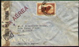 ARGENTINA 1945. Censored Air Cover With 30c Lanas Without Wmk, To Brazil - Storia Postale