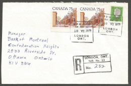 1979 Registered Cover $1.67 Street Scenes MOON London Sub No 23 To Ottawa Ontario - Storia Postale