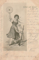 AK S' Schützenliesel - Glück Und Gruss - Frau Mit Gewehr Und Schießscheibe - Tracht - Mülhausen 1897 (66229) - Personajes